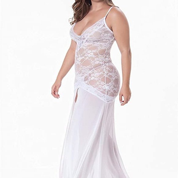Plus Size Lingerie for Women Split Maxi Long Gown - Picture 5 of 6